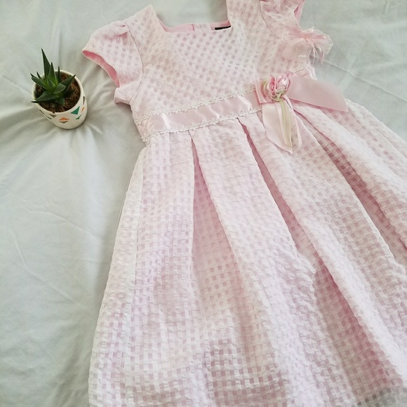 George Other - Pink checkered dress matching barrette